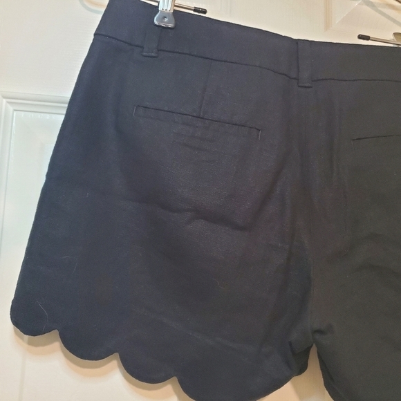 J. Crew Linen Cotton Blend Shorts with Scalloped Hem Sz 2 Black - Picture 5 of 9